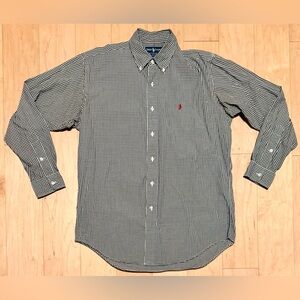 Polo Ralph Lauren Blake Button Down Shirt Black White Gingham Check Men’s Medium